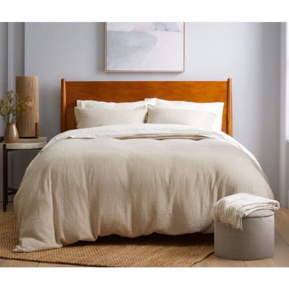 Quince Organic Airy Gauze Duvet Cover Dune Size King/Cal King Dune New #98 - Picture 4 of 4